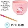 Hello Kitty Strawberry Milk Ramen Bowl with Chopsticks