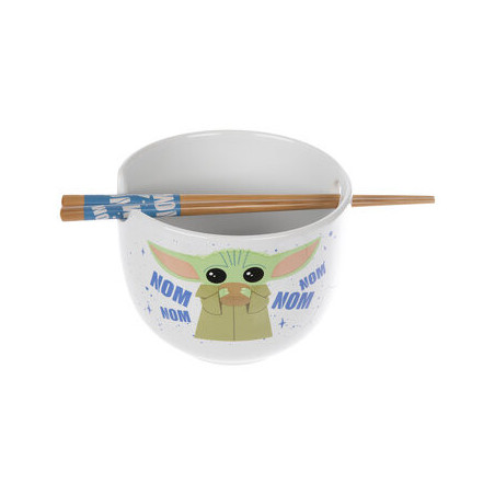 Star Wars - The Mandalorian Baby Yoda Grogu Nom Nom Ramen Bowl with Chopsticks