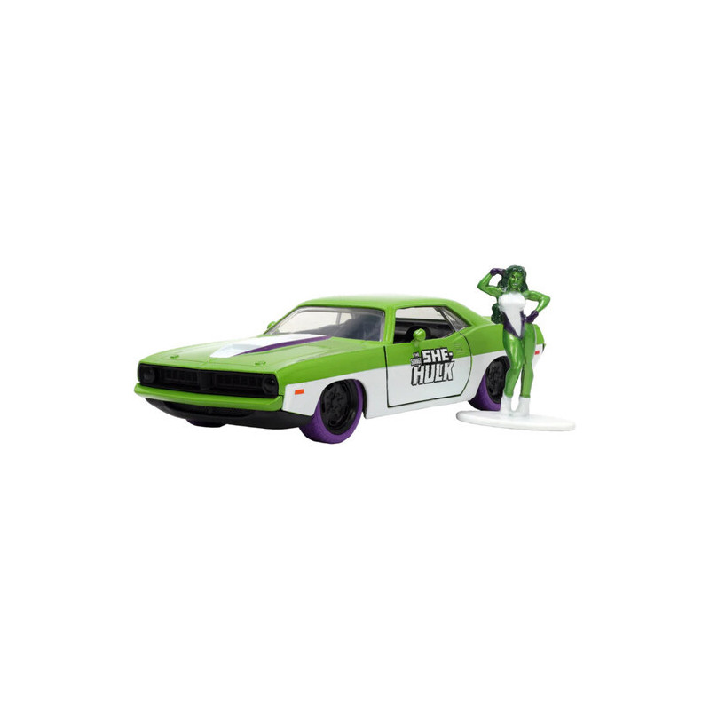 Hollywood Rides - She-Hulk & 1973 Plymouth Barracuda 1:32 Die Cast