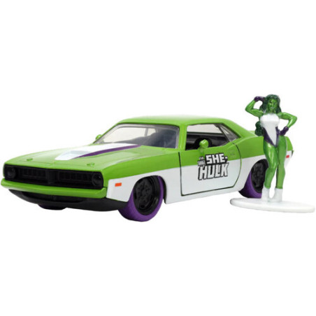 Hollywood Rides - She-Hulk & 1973 Plymouth Barracuda 1:32 Die Cast