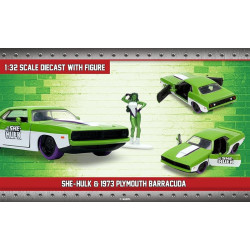 Hollywood Rides - She-Hulk & 1973 Plymouth Barracuda 1:32 Die Cast